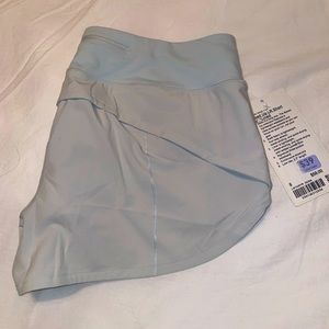 Lululemon NWT Speedup Low Rise shorts size 8 color is Oceanair